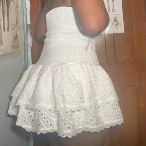 White Strapless Eyelet Mini Dress